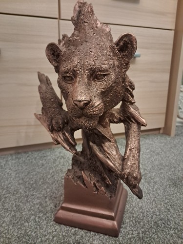 Bronze effect leopard bust - bronze,