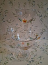 4 Large Hand Made Bubble DAISY Glass Goblet Wine/Dessert Glasses 