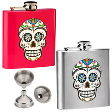 Hip Flask Skull 6oz Stainless