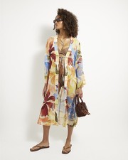 River Island Womens Multi Coloured Long Sun Sheer Dress Size M