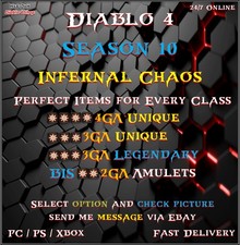 ✨Diablo 4✨Season 10✨3GA Legendary✨4GA Unique✨2GA Amulets✨BIS Items✨Every Class✨