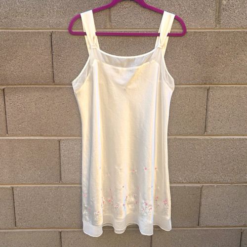 White satin embroidered - , slip