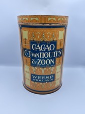 Large A C J Van Houston & Zoon Weesp Holland Cacao Tin. Lovely Vintage Piece