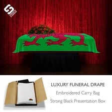 Wales Welsh Coffin Drape 8x5ft  Funeral Organic Cotton Bag & Luxury Box