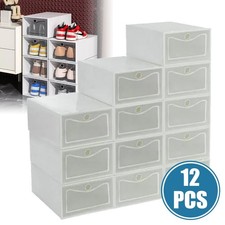 12x White Plastic Shoe Storage