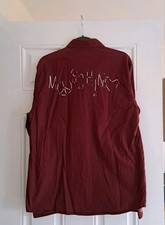 Moschino, Men's Vintage Shirt, Deep Red Colour With Long Sleeves, Size L