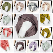 Women Plain Diamante Scarf Necklace Magnetic Clasp with Rhinestone Scarves 8111