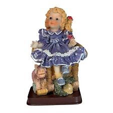 Vintage Beautiful Little Girl Sitting On Rocking Chair Resin Figurine 6” Tall B4