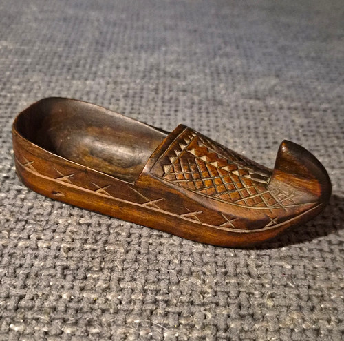 Wooden carved treen shoe - carved,