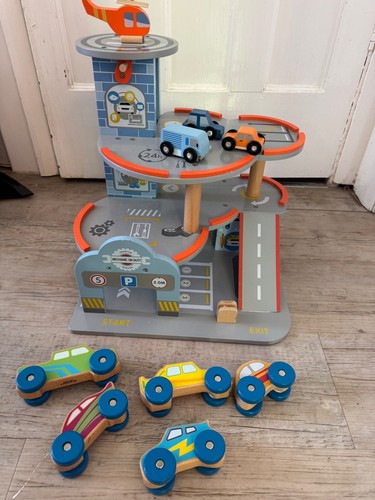 Wooden toy garage with - wooden,