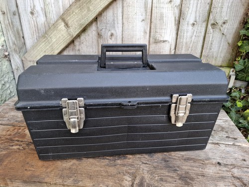 Vintage black plastic toolbox - black,