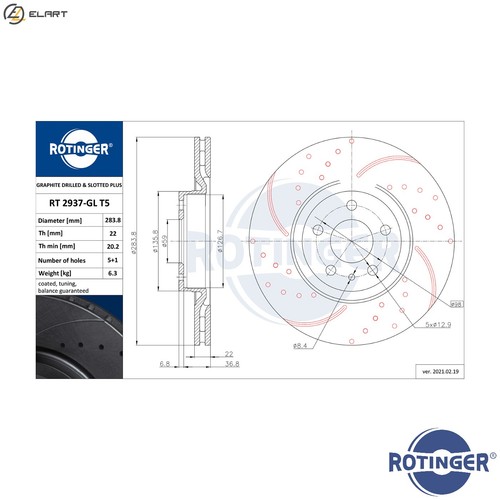 Brake disc 2937 gl t5 - 2x,