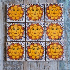 9 x  Ceramic Mexican Tiles Sol