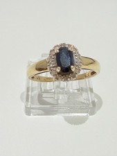 .50Ct  Blue Sapphire Diamond Ring 9ct Gold  - Size P
