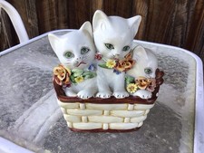 1950’s 3 White Kittens In A