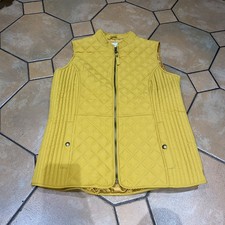 Joules Quilted Padded Gilet Size 16 Pockets Full Zip Riding Work Mustard New 