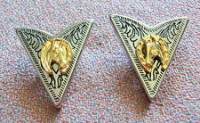 A17# western collar tip with screw backs silver & horse in horseshoe