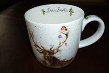 ROYAL WORCESTER WRENDALE HANNAH DALE DESIGN "DEER SANTA" MUG
