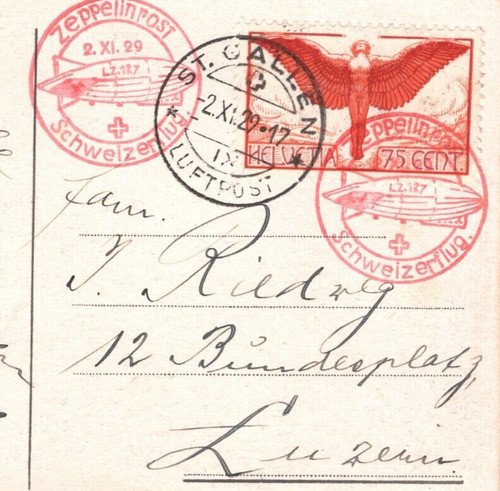 Switzerland card 1929 graf - switzerland,