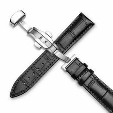 22 MM Black Genuine Leather