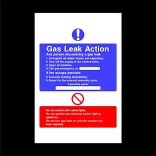 Gas Leak – Fire Action sign or self adhesive vinyl sticker FA12