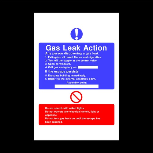 Gas leak fire action sign - action,