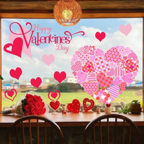 Pink heart window cling decal