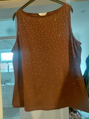 Brown sparkly vest - sparkly, top
