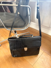 Vintage Leather Laptop Briefcase Shoulder Bag Joseph Verity Alligator Effect