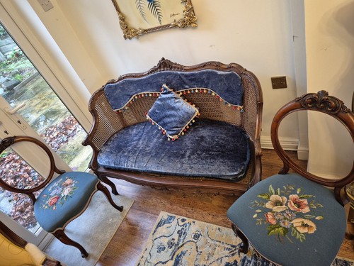 Antique french sofa and - antique, chairs