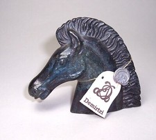 Vintage CAST BRONZE Greek HORSEHEAD FIGURE Signed GM - Demirtzi