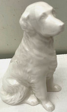 Vintage White Sitting Ceramic Retriever Dog Figure 5 inch , 1036
