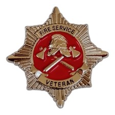 Fire Service / Brigade Veteran Chrome Plated & Enamel Pin Badge