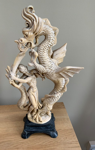 Vintage asian warrior dragon - asian, warrior/dragon