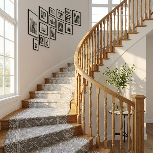 Pine traditional stair - traditional,
