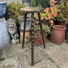 Vintage Tall French Tripod Bobbin Leg Stool Plant Or Lamp Stand