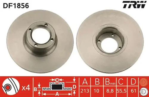 Brake disc solid df1856 trw - brake,