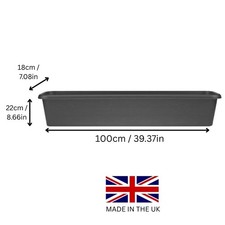 100cm Garden Trough Planter in Black Wide & Deep - MADE IN THE UK