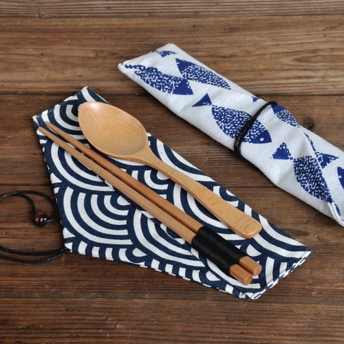Cotton linen utensil holder - linen,