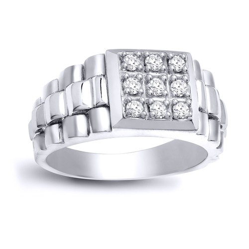 Mens 9ct white - white, jewelco