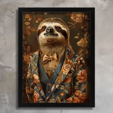 Retro Sloth Art Print Vintage