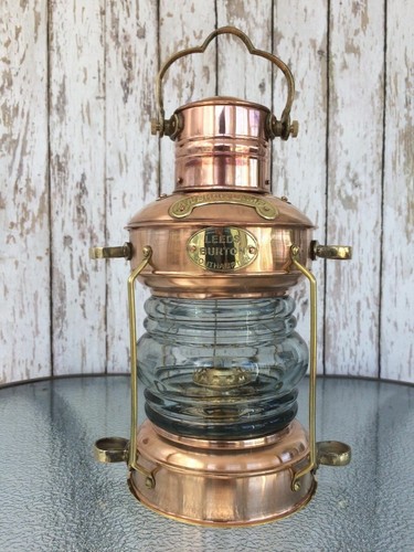 Brass copper anchor oil lamp - brass,