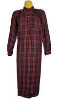 Vintage 60s/70s Horrockses Red Tartan Dress High Neck Button Up Long Sleeve L/XL