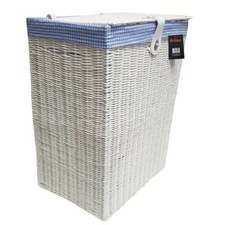 Large Resin White Wicker Laundry Basket With Lid Lock Bathroom Storage Hamper