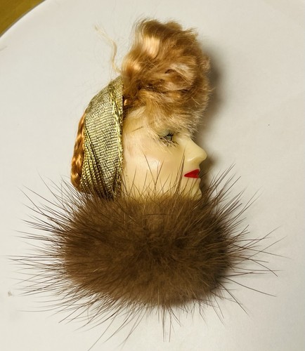 Vintage brooch pin with brown - vintage,