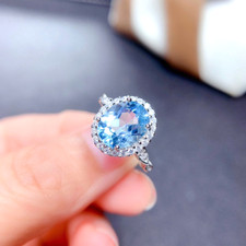 Engagement Ring Oval Cut Blue
