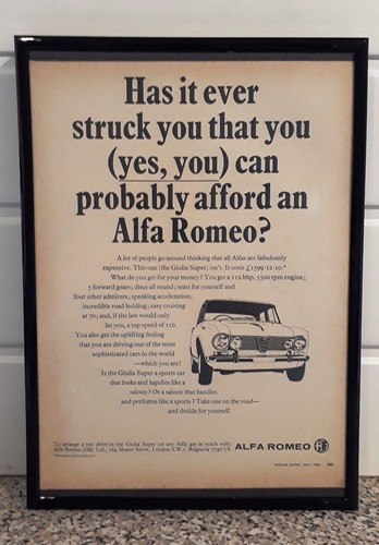 Framed original classic car - framed,
