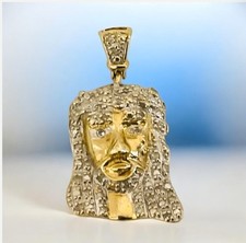 10 K Gold Diamond Jesus Head