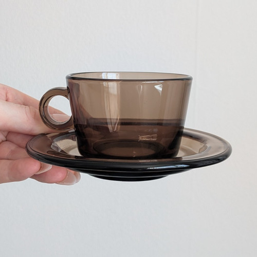 Smoke brown glass coffee cups - brown,