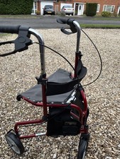 CareCo Liteway Tri Walker with seat & side pockets red foldable 3 wheels red 